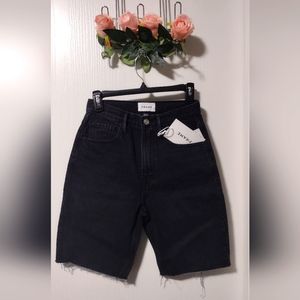 FRAME Black denim bermuda shorts